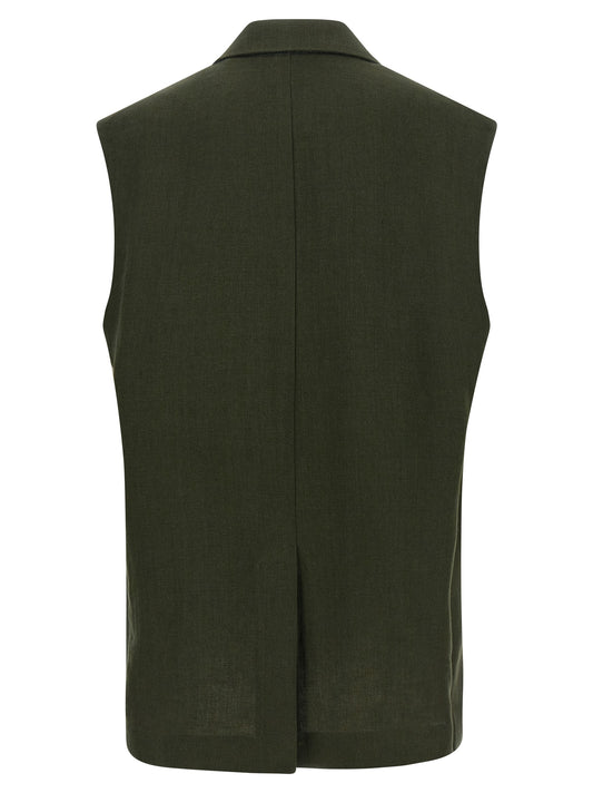 Max Mara Bicolor Linen Sleeveless Jacket