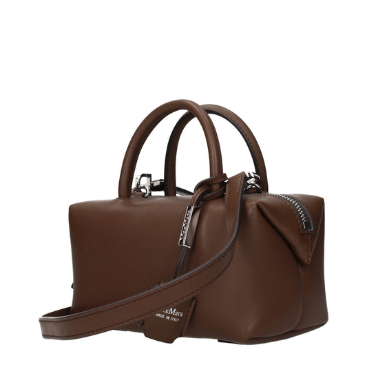 Кафява кожена чанта Max Mara