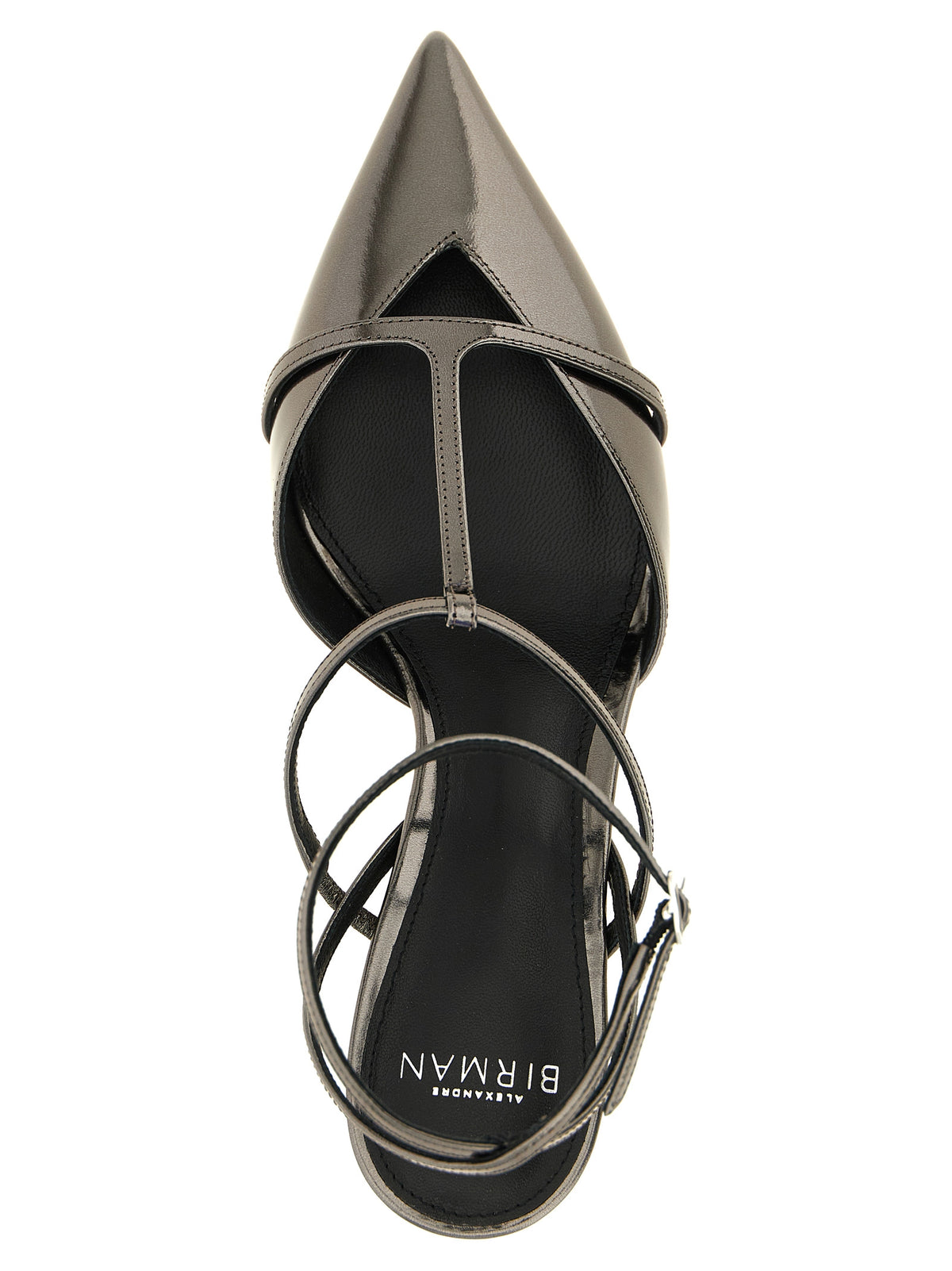 Alexandre Birman Silver Calfskin Mid Heel Pumps