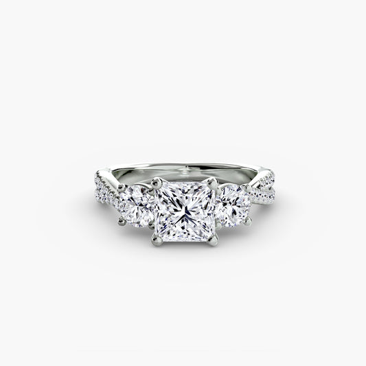 Three-Stone Ring with Pavé Band 2
