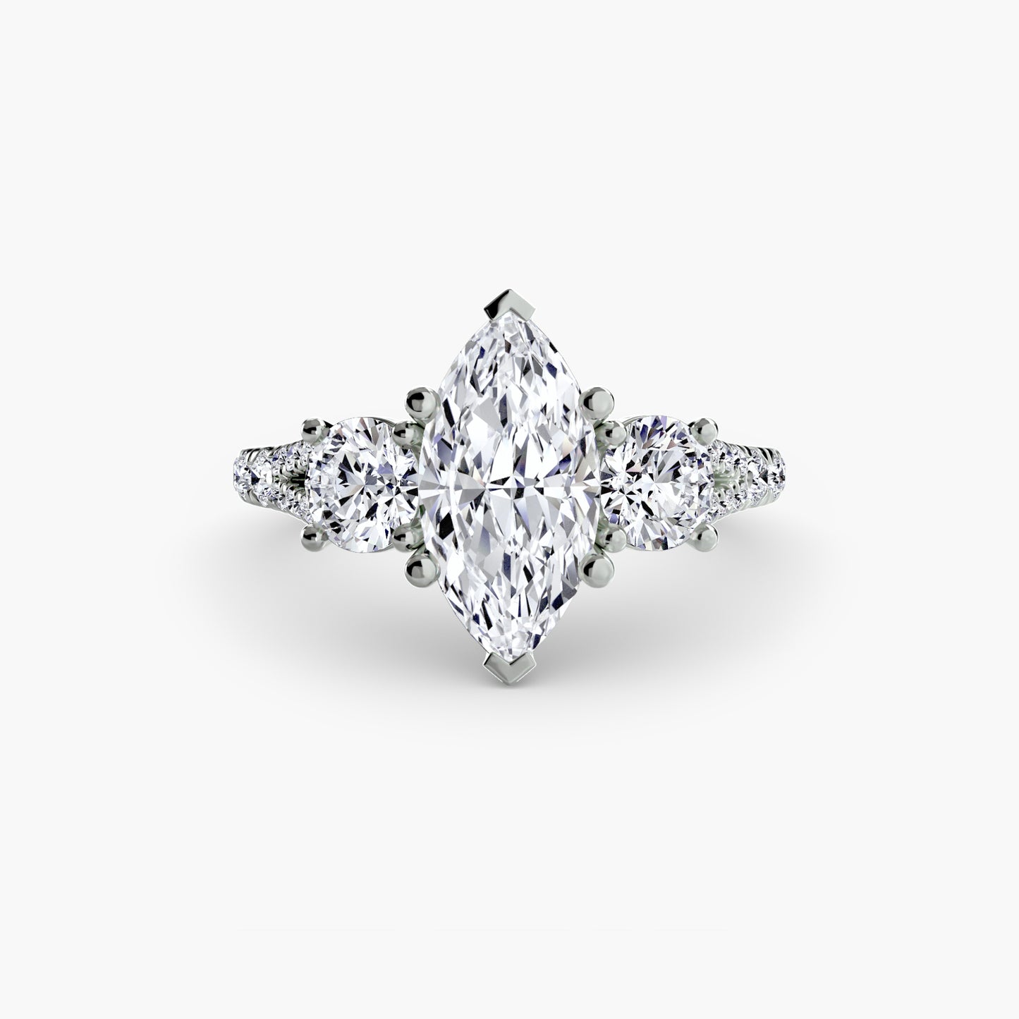Three-Stone Ring with Pavé Band 3