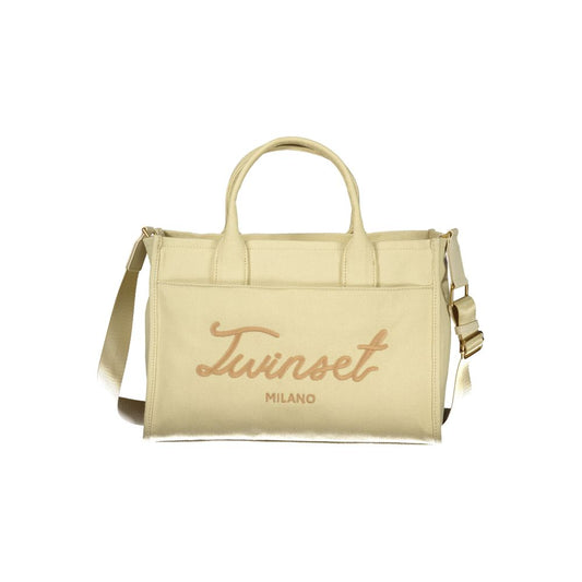 Дамска чанта тип тоут Twinset в бежово от памук