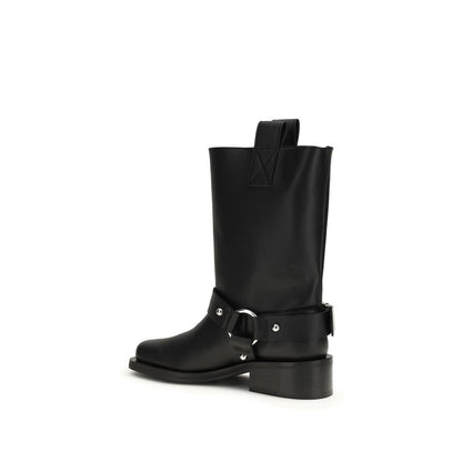 Ganni Black Calf Leather Bos Taurus Flat Boots