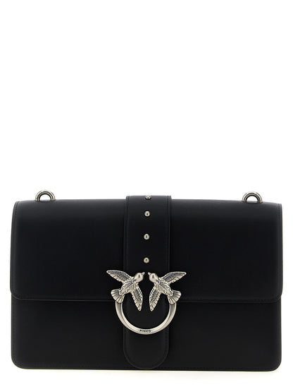 PINKO Black Goatskin Crossbody Bag