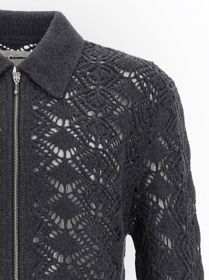 Jil Sander Gray Virgin Wool Cardigan
