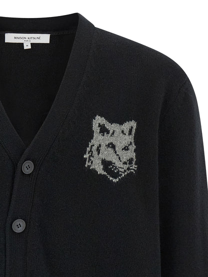 Maison Kitsuné Black Merino Wool Cardigan