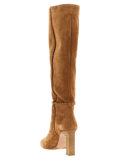Aquazzura Beige Calfskin Over The Knee