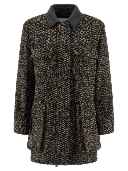 Max Mara Multicolor Virgin Wool Shell Jacket