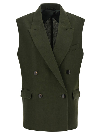 Max Mara Bicolor Linen Sleeveless Jacket
