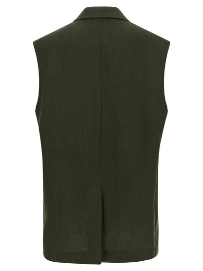 Max Mara Bicolor Linen Sleeveless Jacket