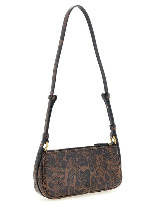 PINKO Brown Calfskin Crossbody Bag