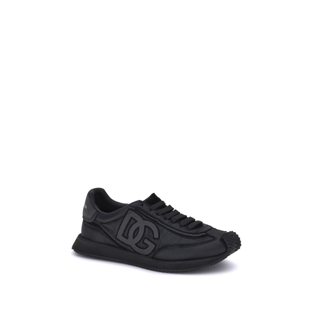 Dolce & Gabbana Black Polyester Low Top Sneakers
