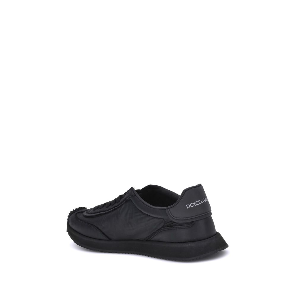 Dolce & Gabbana Black Polyester Low Top Sneakers