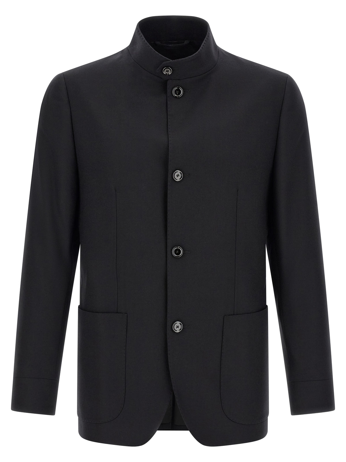 Lardini Black Cashmere Full-Length Jacket