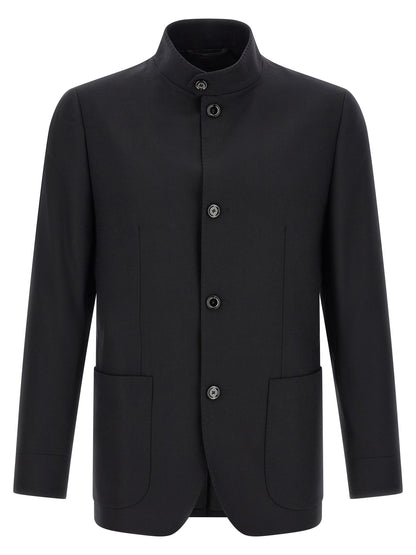 Lardini Black Cashmere Full-Length Jacket