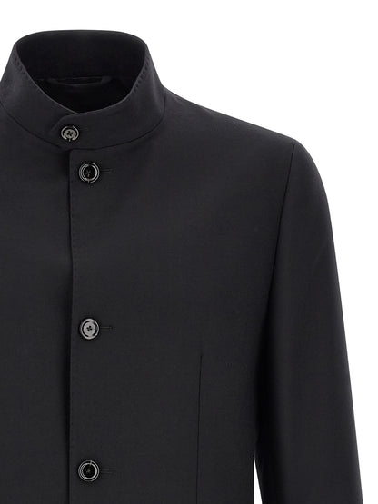 Lardini Black Cashmere Full-Length Jacket