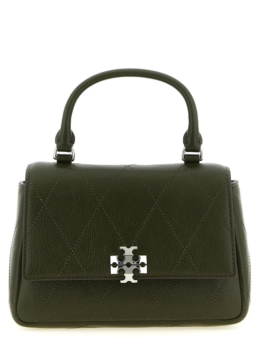 Дамска чанта Tory Burch от двуцветна телешка кожа