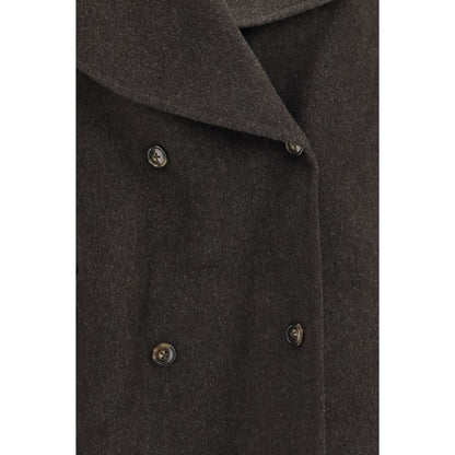 Loulou De Saison Brown Wool Oves Aries Full-Length Jacket