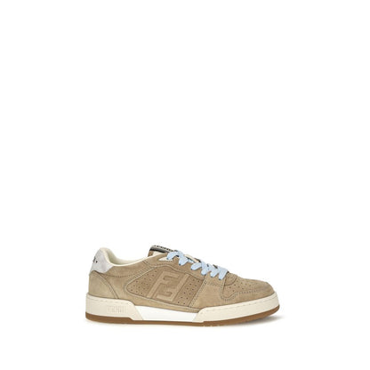 Fendi Beige Calf Leather Bos Taurus Low Top Sneakers