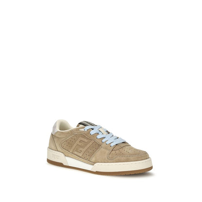 Fendi Beige Calf Leather Bos Taurus Low Top Sneakers
