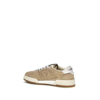 Fendi Beige Calf Leather Bos Taurus Low Top Sneakers