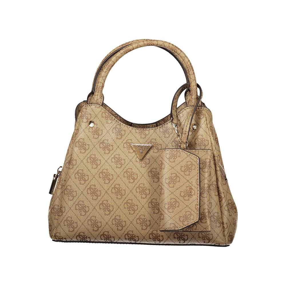 Guess Jeans Beige Polyurethane Women's Bag With Removable Strap And Compartments