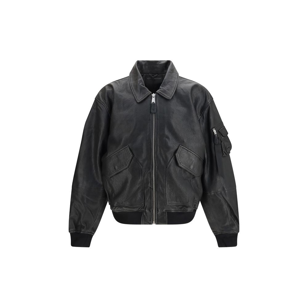 ALPHA INDUSTRIES Black Lambskin Bomber