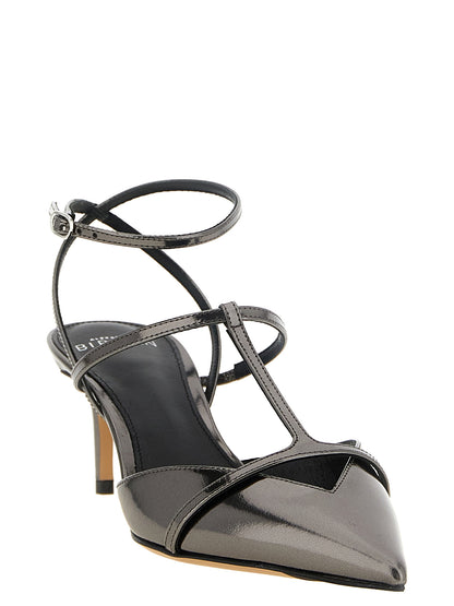 Alexandre Birman Silver Calfskin Mid Heel Pumps