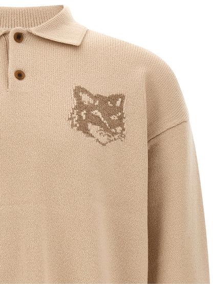 Maison Kitsuné Beige Wool Cardigan