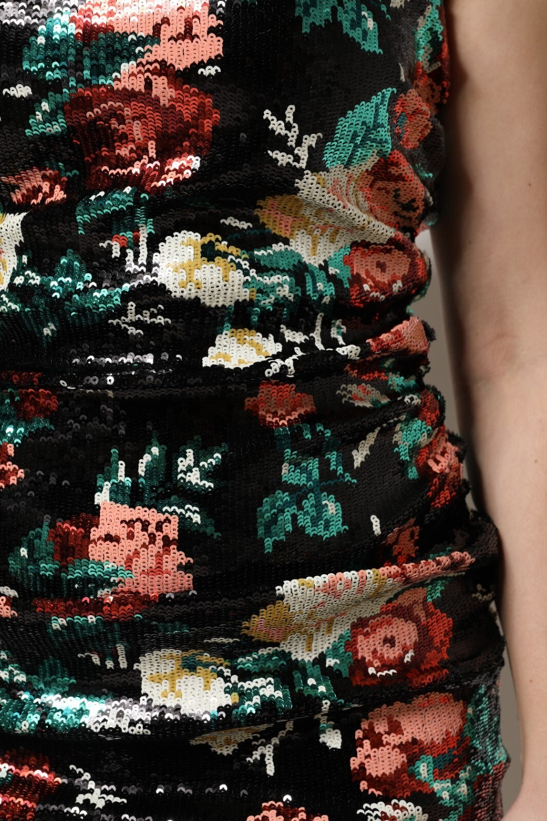 Dolce & Gabbana Black Floral Sequin Sleeveless Sheath Dress