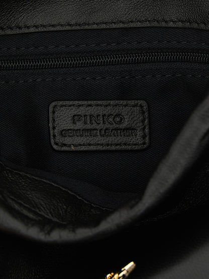 PINKO Black Lambskin Shoulder Bag