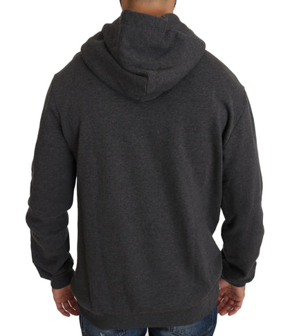 Dolce & Gabbana Gray Hooded Red Crystal Heart Gun Sweater