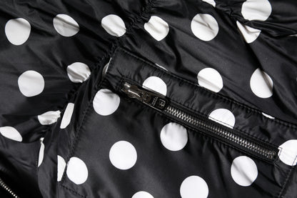 Dolce & Gabbana Black White Polka Dot Full Zip Puffer Jacket