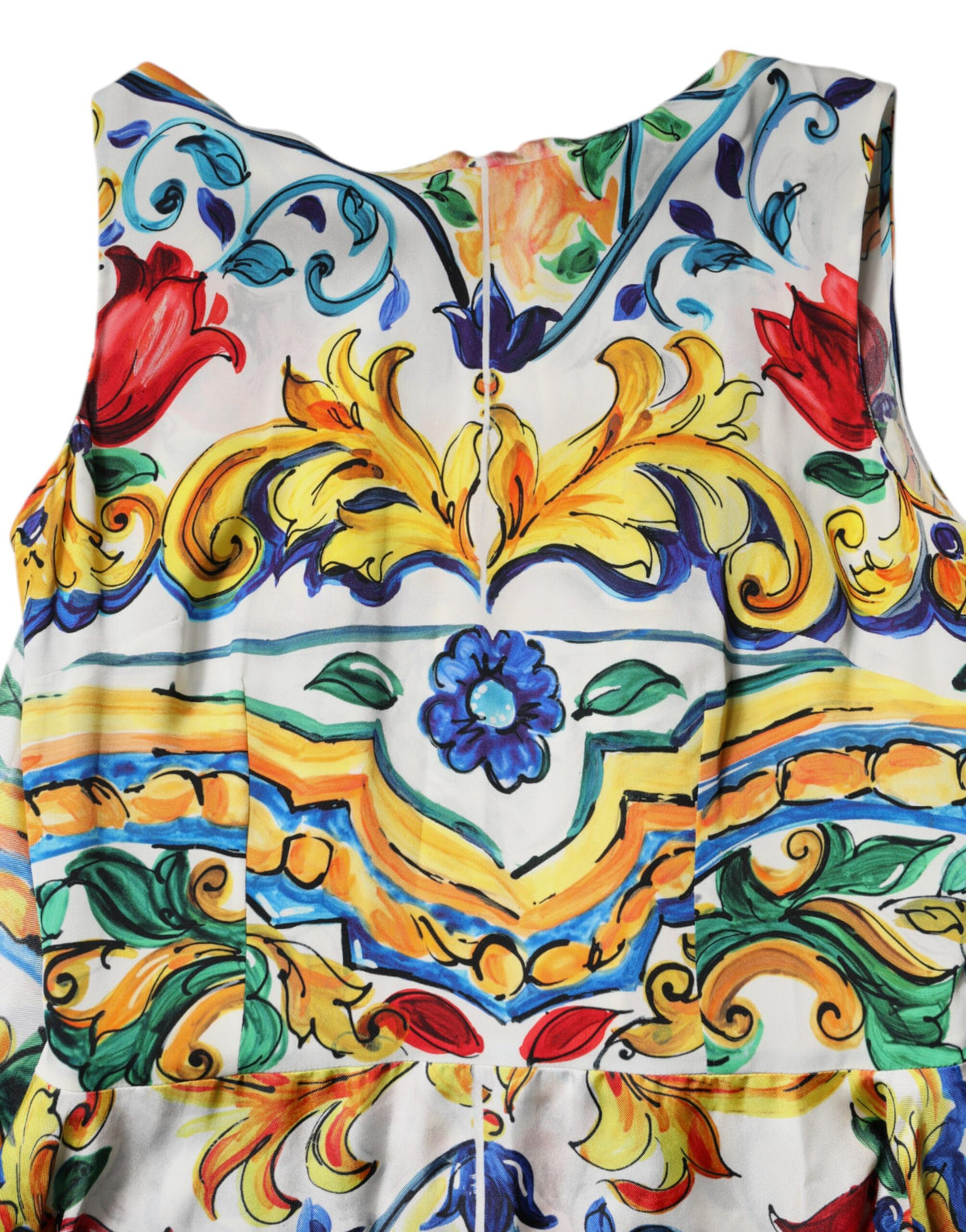 Dolce & Gabbana Multicolor Majolica Kaftan Short Sleeves Maxi Dress