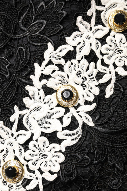Dolce & Gabbana Black Floral Lace Embellished Mini Dress