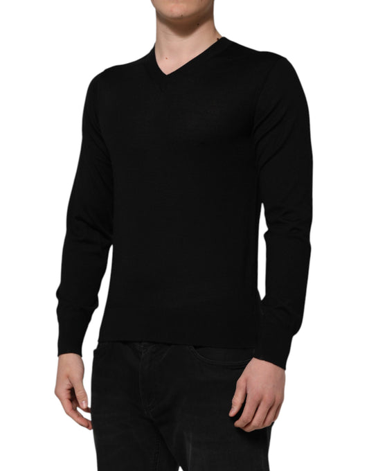 Dolce & Gabbana Dark Gray Embroidered Logo Pullover Sweater