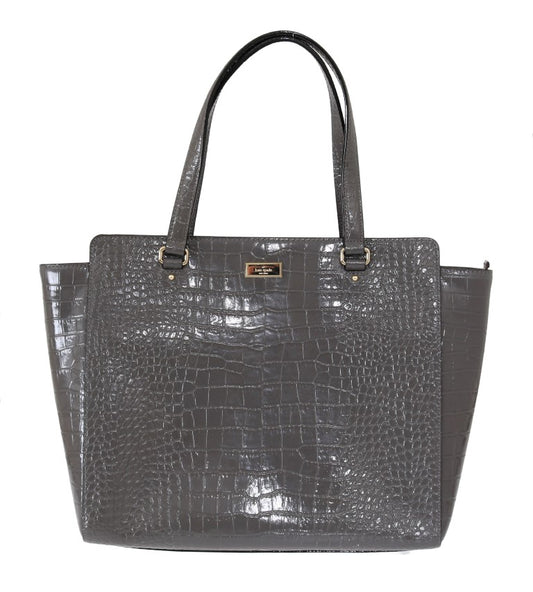 Чанта Kate Spade Grey Croc Embossed Leather Elissa Bristol Drive Tote