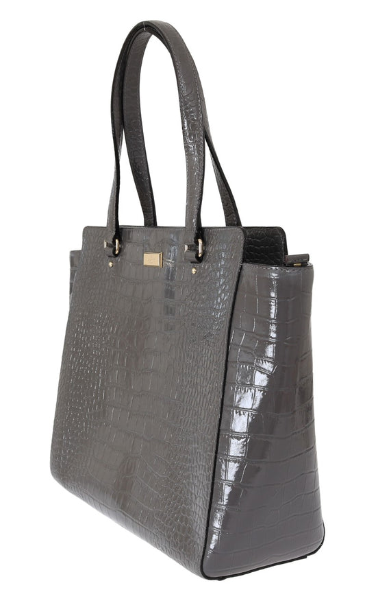 Чанта Kate Spade Grey Croc Embossed Leather Elissa Bristol Drive Tote