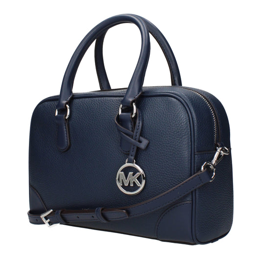 Синя кожена чанта Michael Kors
