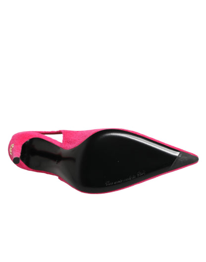 Dolce & Gabbana Pink Terry Cloth High Heels Slingback Shoes