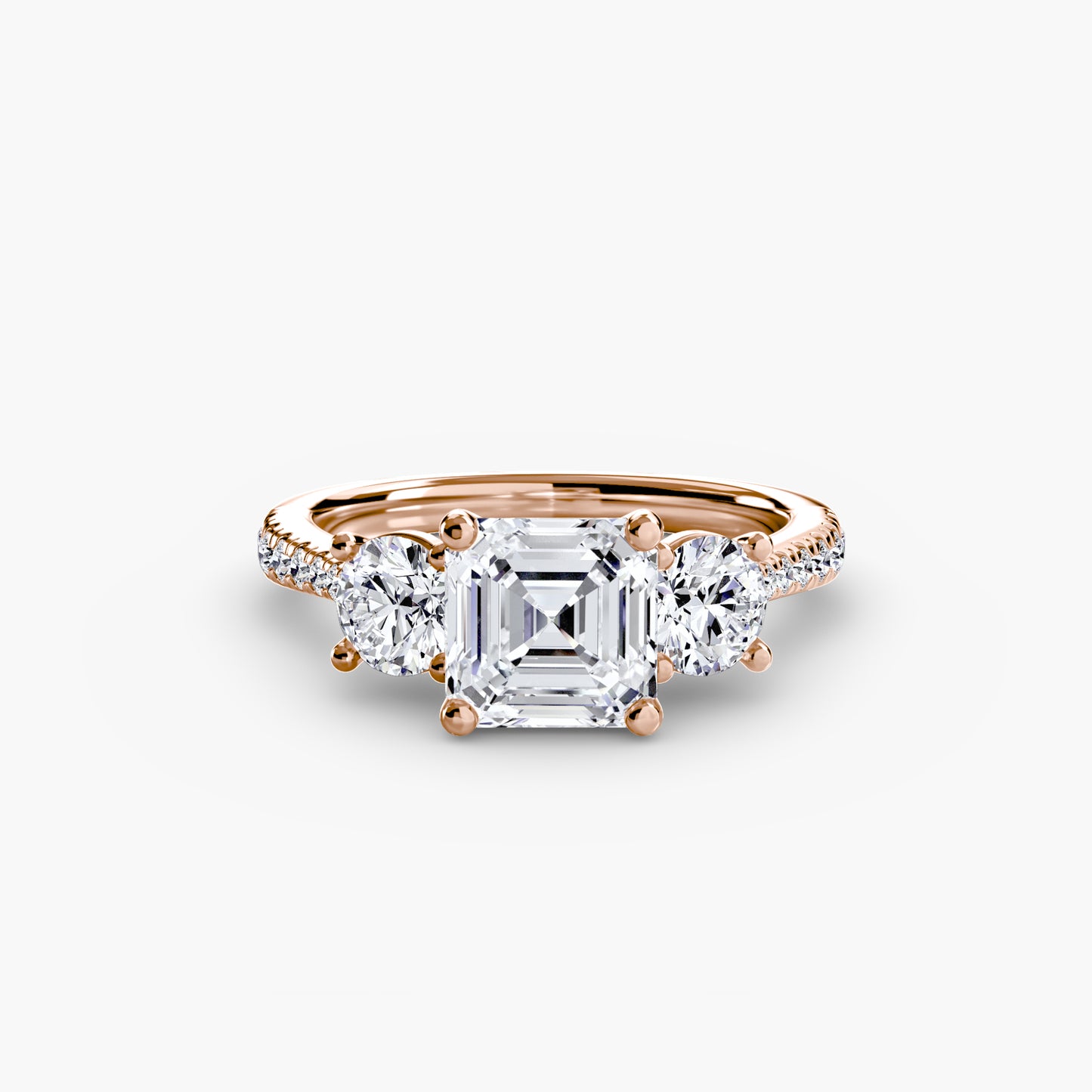 Three-Stone Ring with Pavé Band