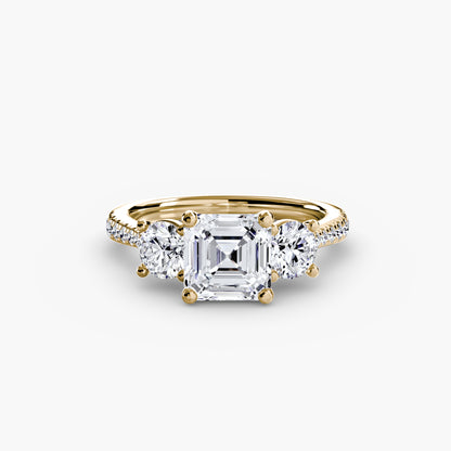 Three-Stone Ring with Pavé Band