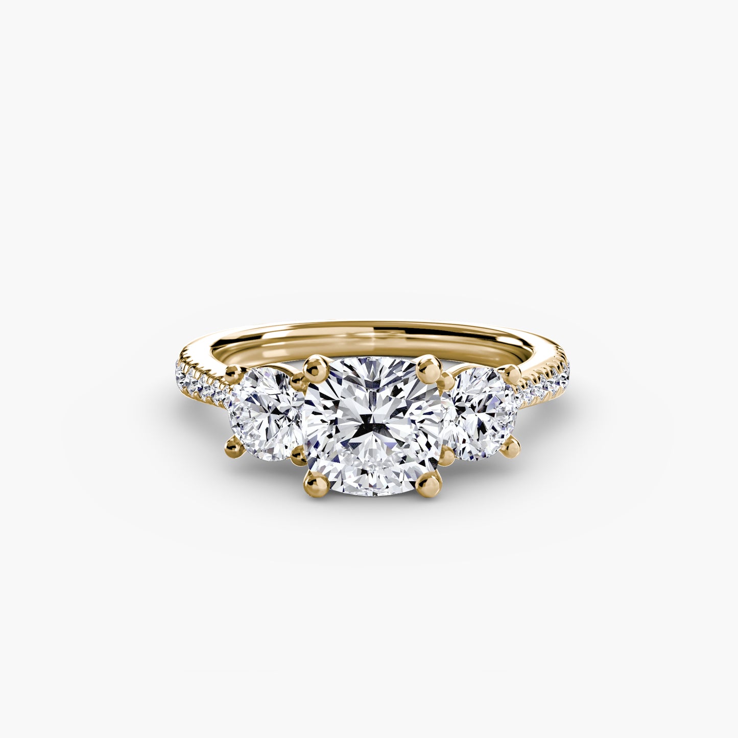 Three-Stone Ring with Pavé Band