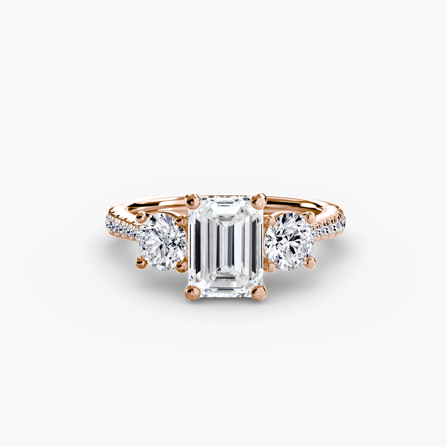 Three-Stone Ring with Pavé Band