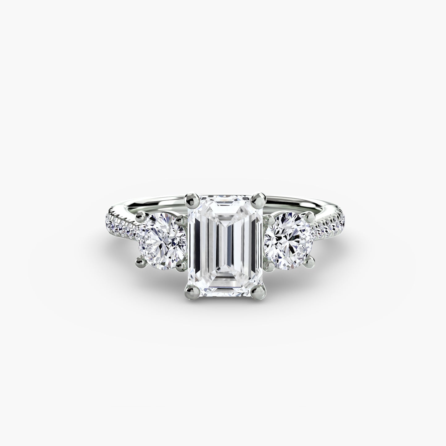 Three-Stone Ring with Pavé Band