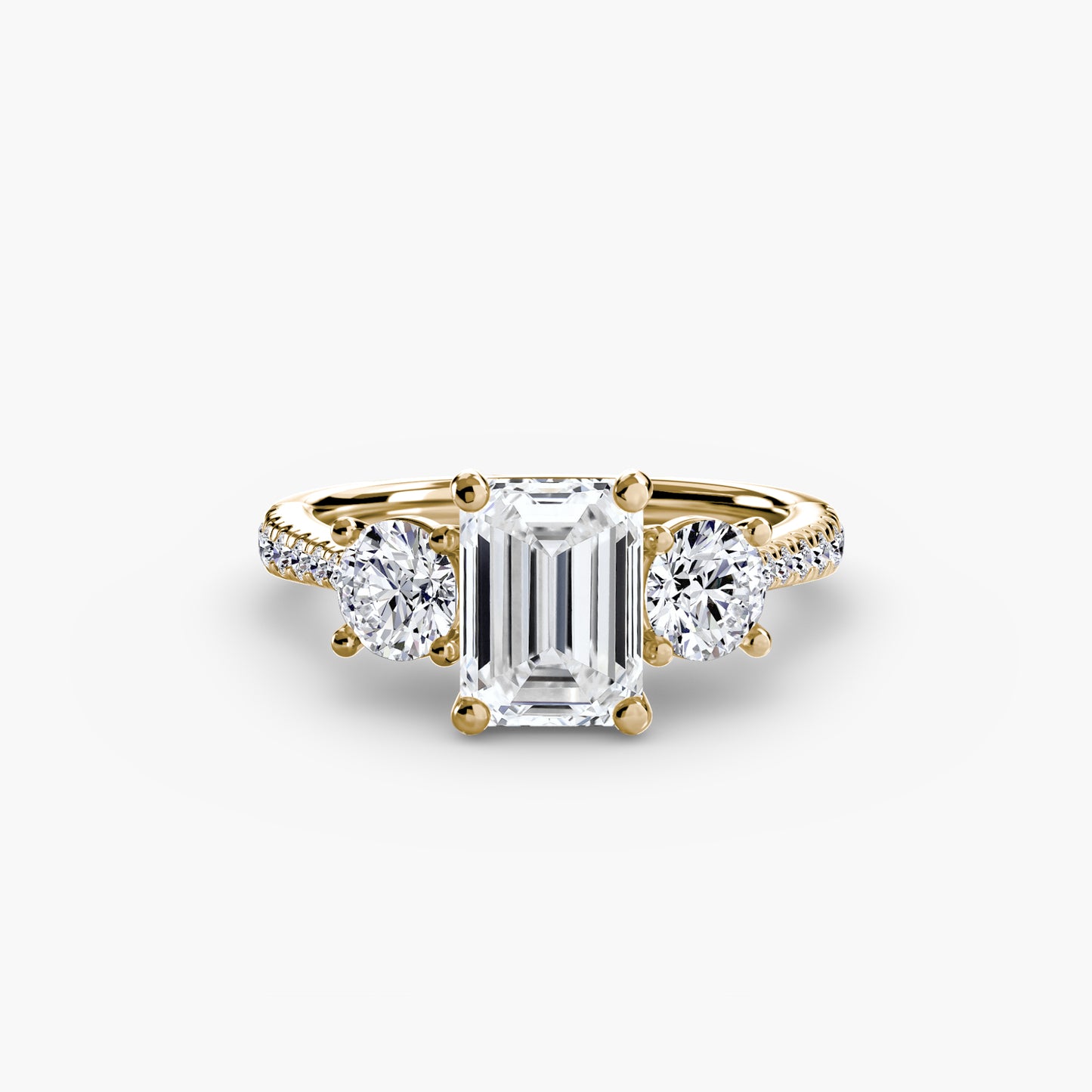 Three-Stone Ring with Pavé Band