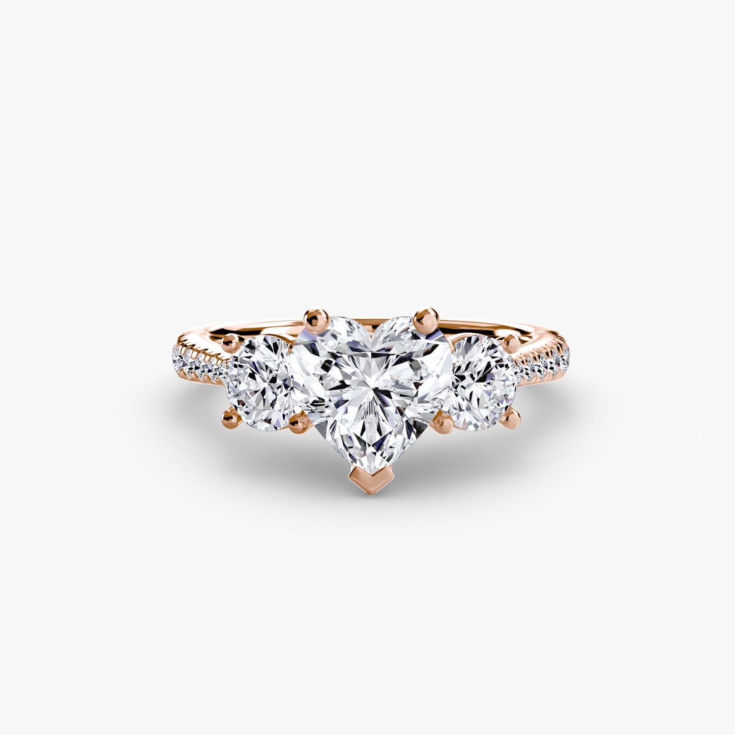 Three-Stone Ring with Pavé Band