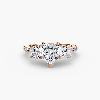 Three-Stone Ring with Pavé Band