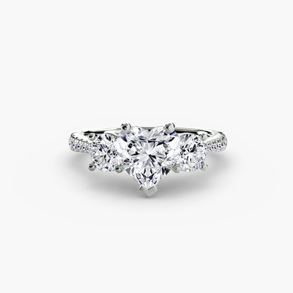 Three-Stone Ring with Pavé Band