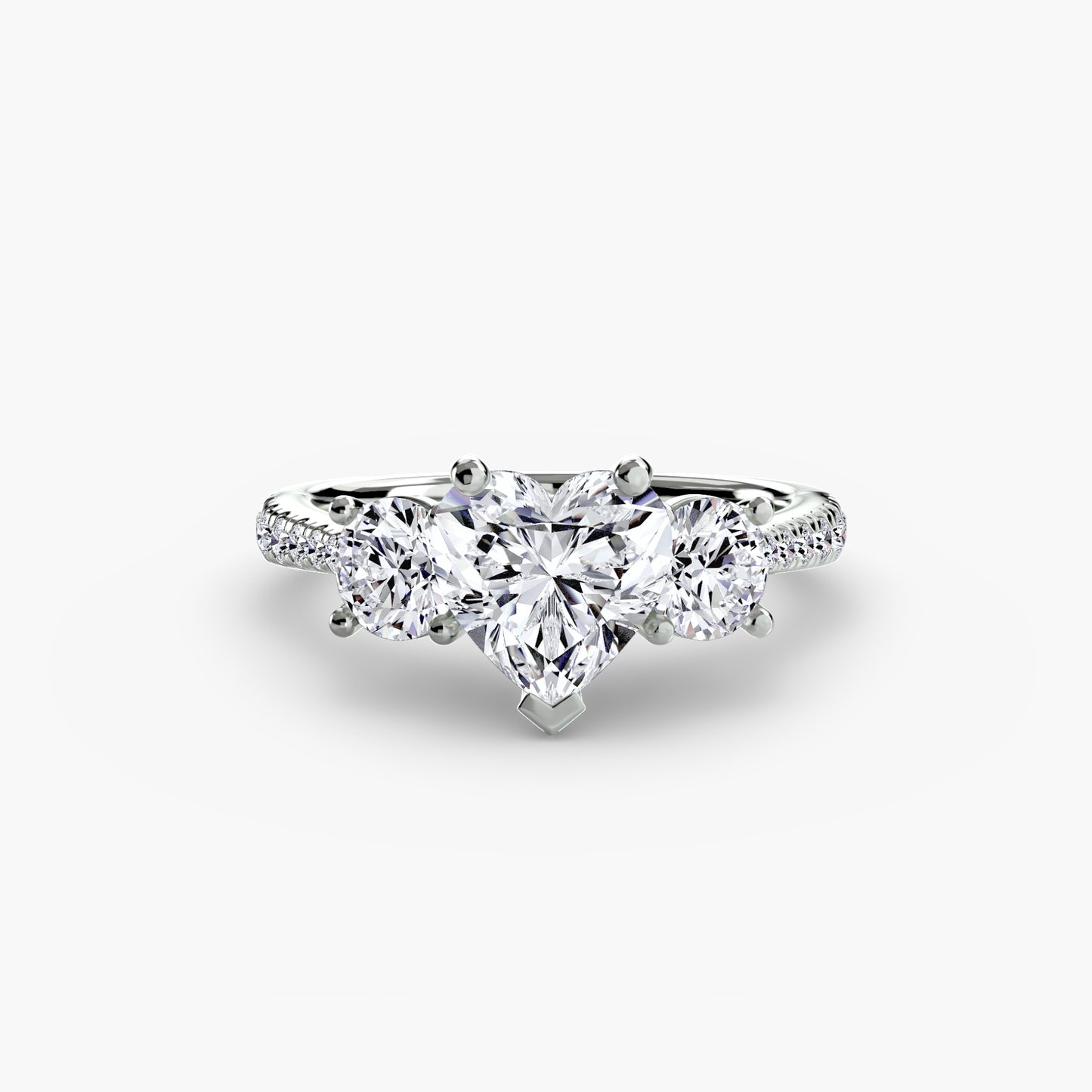 Three-Stone Ring with Pavé Band
